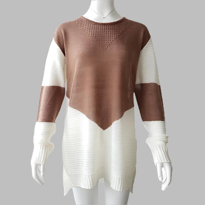 COZYPLAID KNITTED HOLLOW SWEATER IN KHAKI