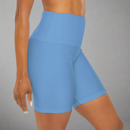 LUNA HIGH-WAIST YOGA SHORTS IN SOFT BLUE