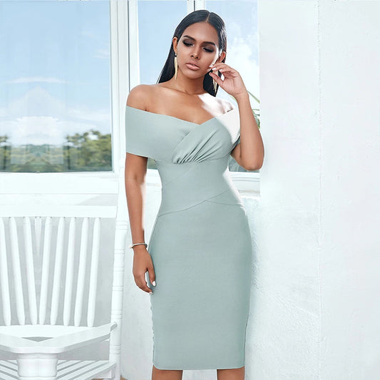 THE ATHENA V-NECK BODYCON DRESS IN GREEN