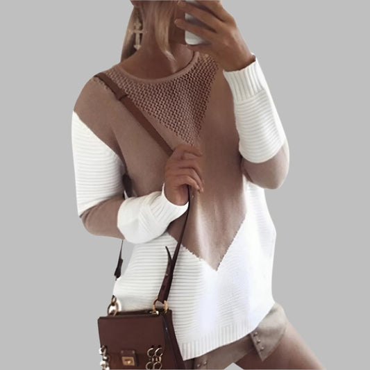 COZYPLAID KNITTED HOLLOW SWEATER IN KHAKI