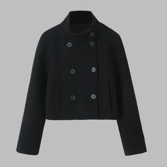 URBAN CHIC WOOL SHORT COAT IN BLACK