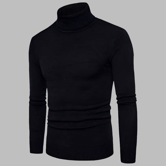 VICTOR SLIM-FIT ROLL NECK JUMPER IN BLACK