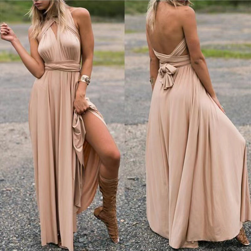 Lisa V-neck Long Dress Women Cross Strap Beauty Back Design Dress