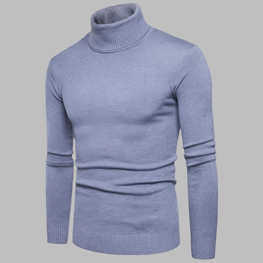 VICTOR SLIM-FIT ROLL NECK JUMPER IN LIGHT BLUE