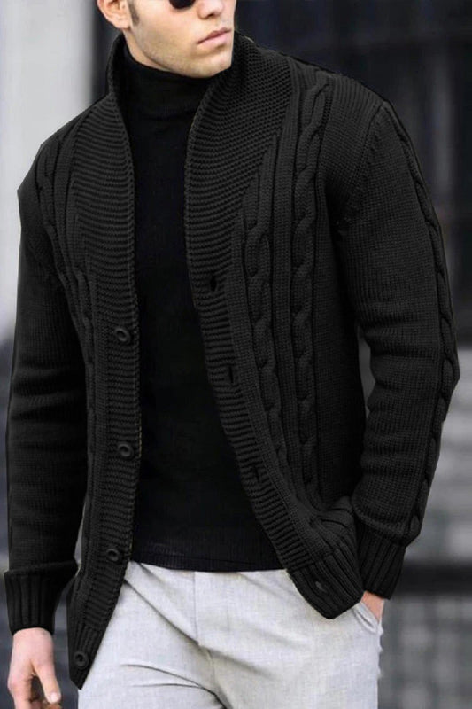 CITY PULSE RELAXED KNITTED CARDIGAN IN BLACK