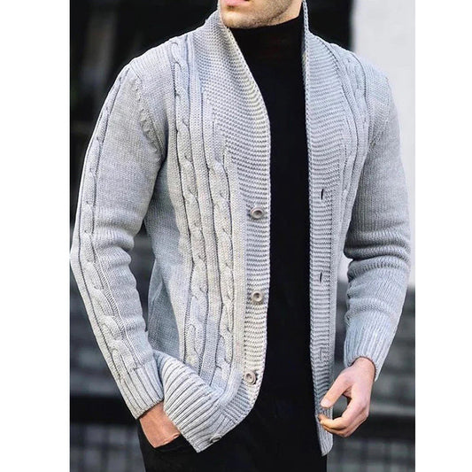 CITY PULSE RELAXED KNITTED CARDIGAN IN LIGHT GREY